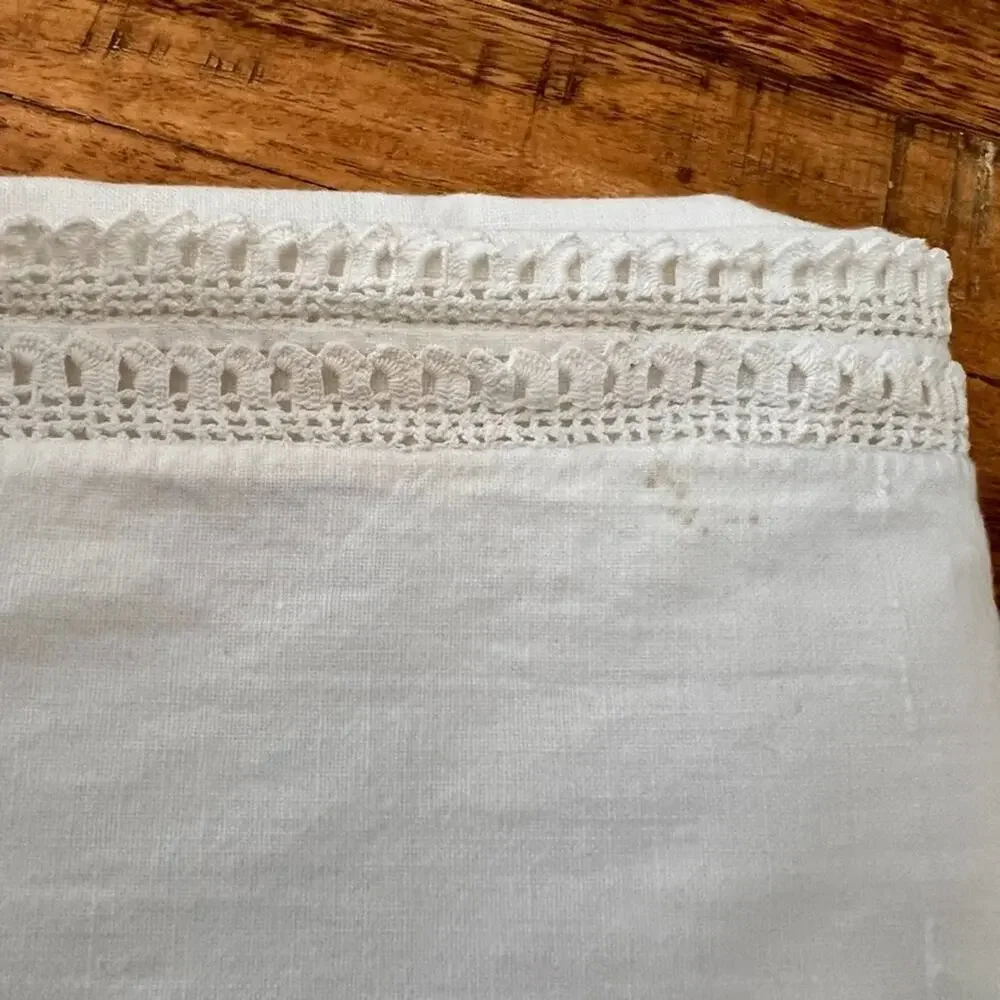 Vintage Cotton White Tablecloth 49 x 52
